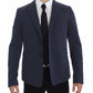 Elegant Blue Cotton Stretch Blazer Jacket