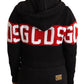 Black Cashmere Hooded Button Down Logo Cardigan Jacket