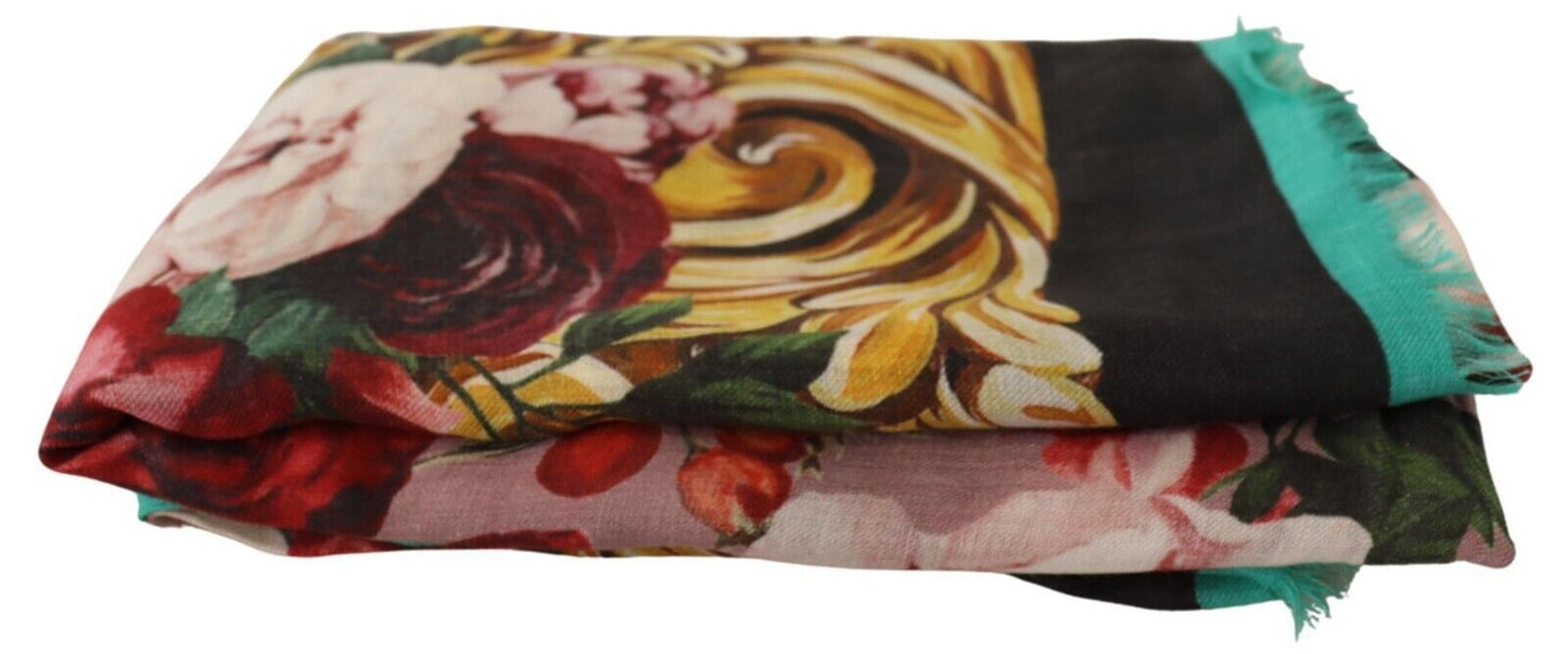 Elegant Floral Print Modal-Cashmere Scarf