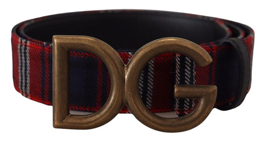 Elegant Multicolor Tartan Belt with Logo Buckle