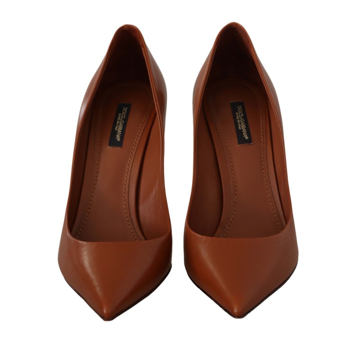 Elegant Leather Pumps in Rich Brown Hue