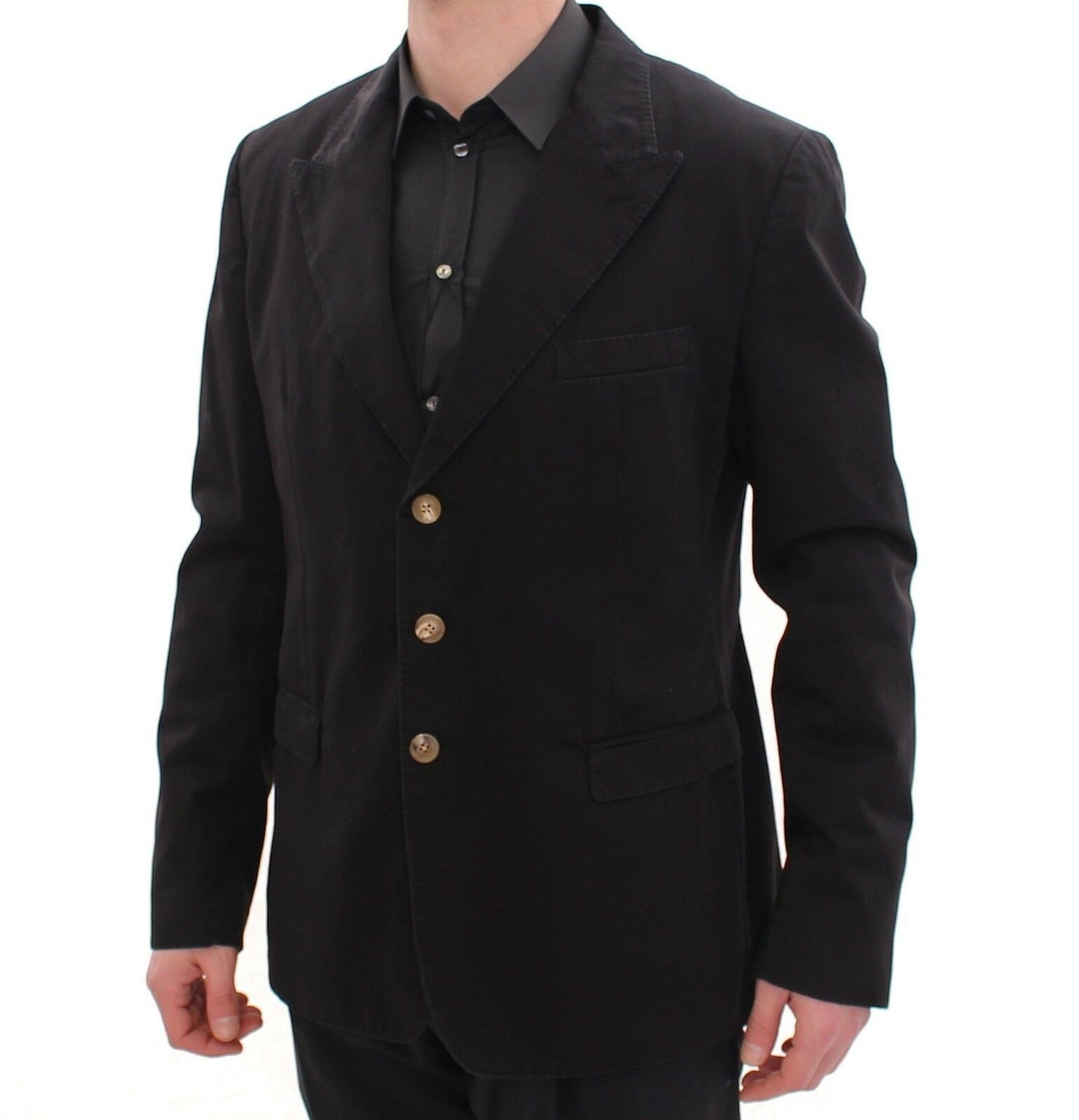 Elegant Black Cotton Blazer Jacket