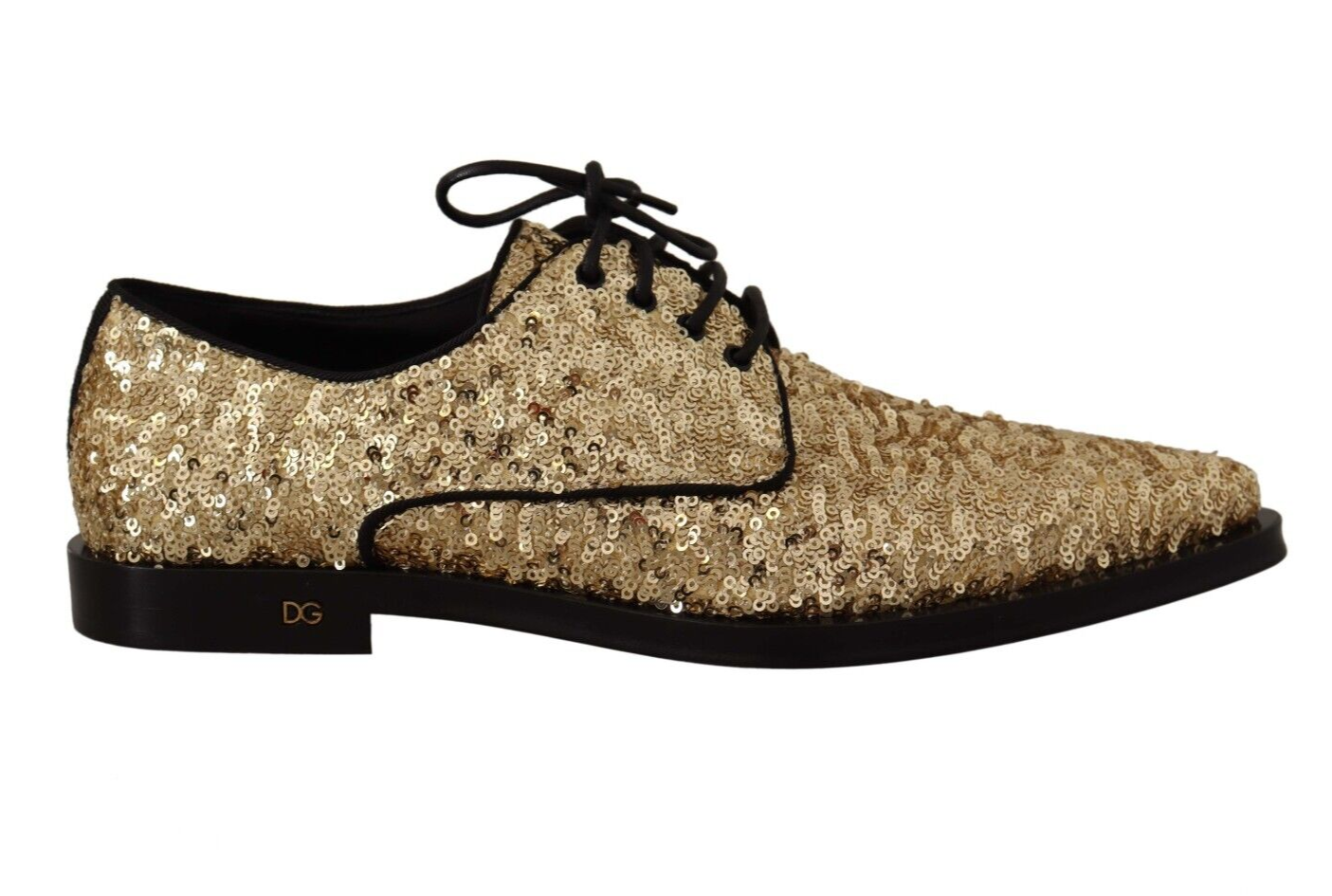 Elegant Golden Sequined Brogue Dress Shoes