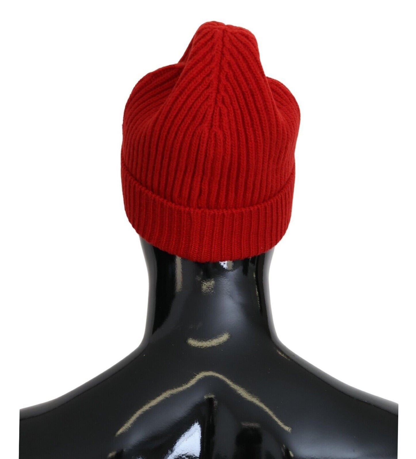 Elegant Red Virgin Wool Beanie Hat