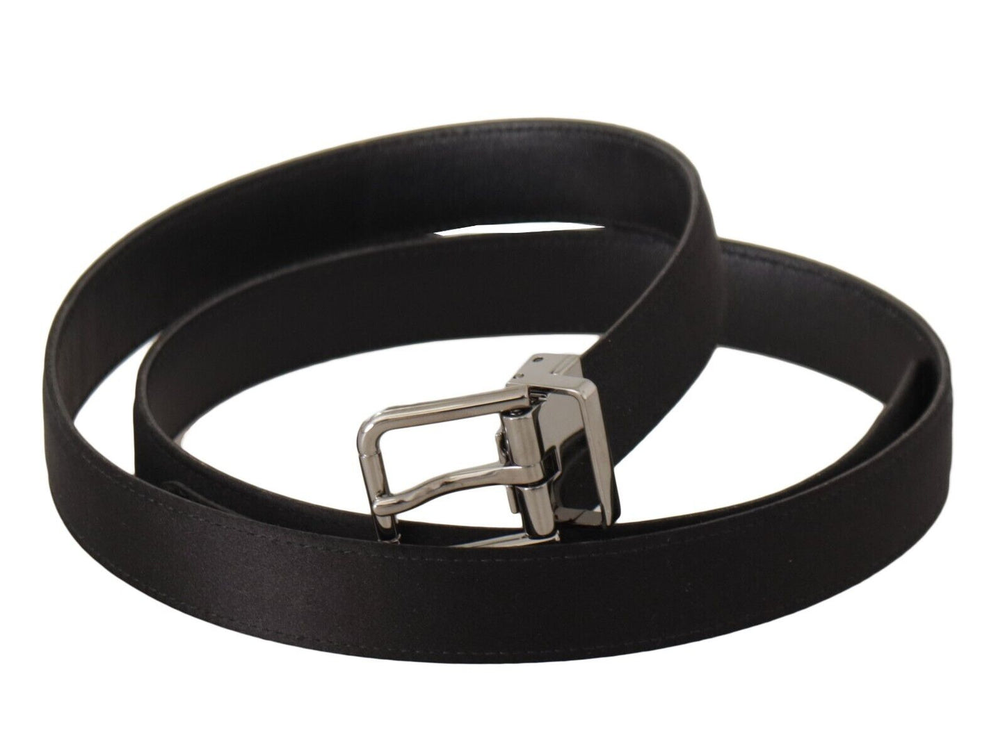 Elegant Black Leather Belt with Metal Buckle