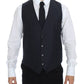 Blue Wool Formal Dress Vest Gilet Jacket