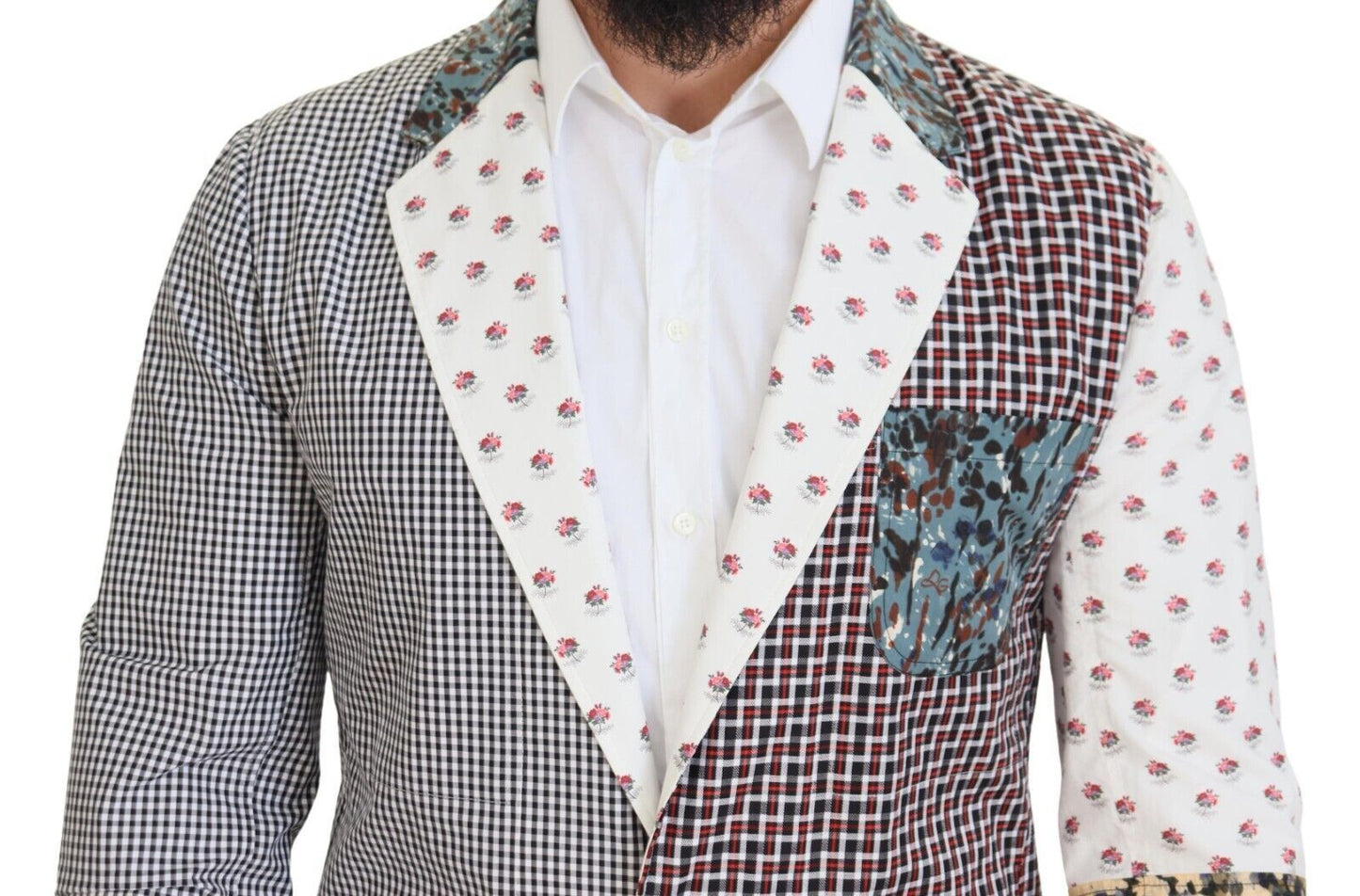 Multicolor Cotton Slim Fit Blazer