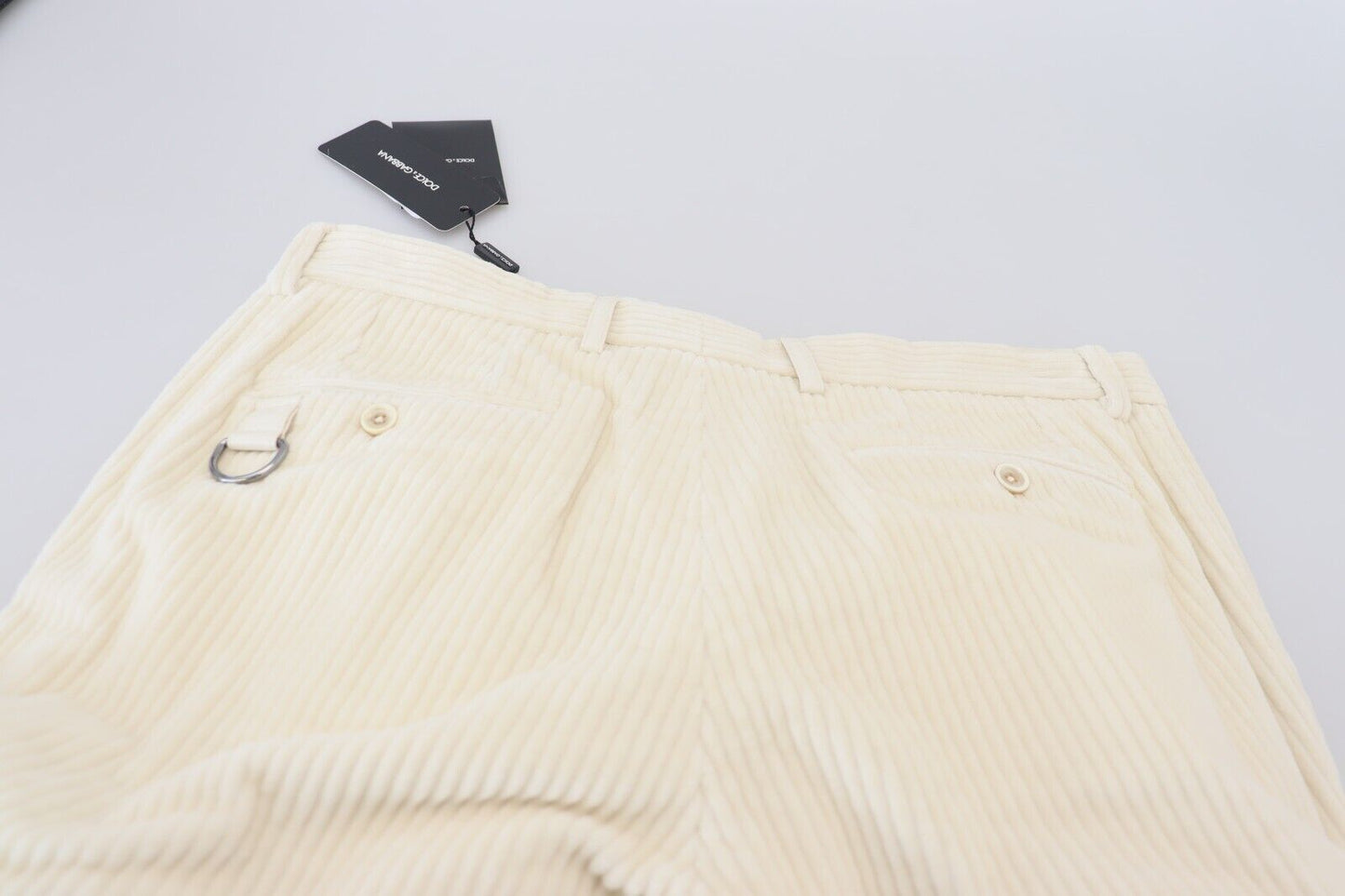 Elegant Off White Cotton Blend Pants