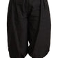 Black Viscose Cropped Harem Pants