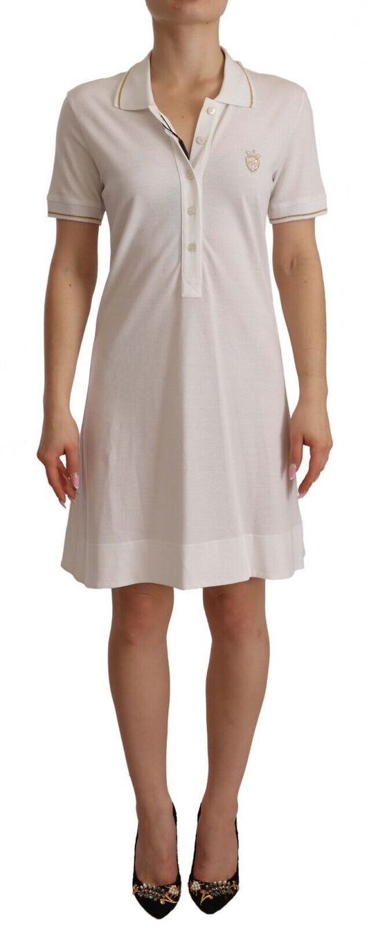 Elegant White Cotton Shirt Dress