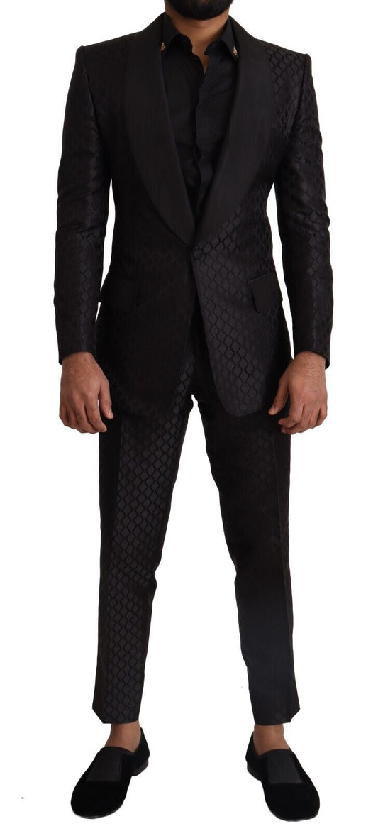 Elegant Black Silk Two-Piece Suit