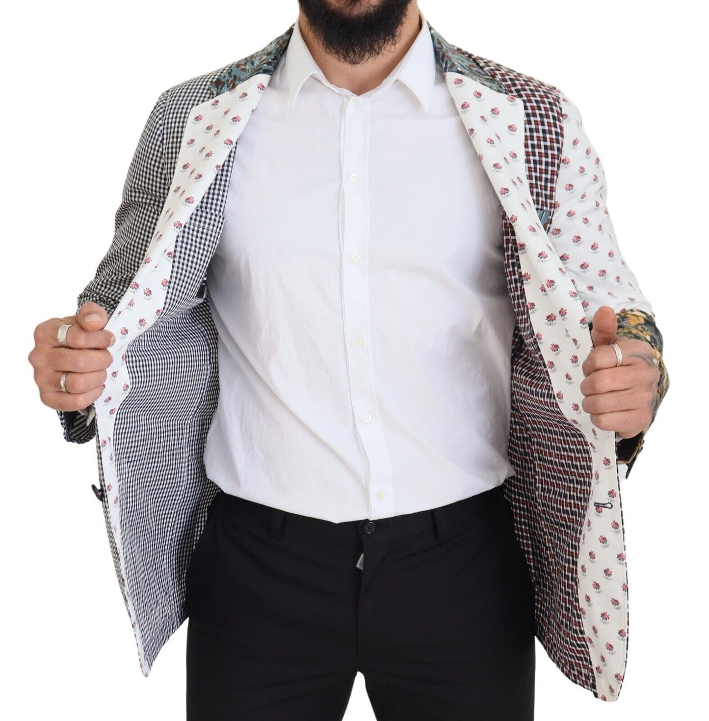 Multicolor Cotton Slim Fit Blazer