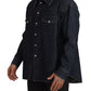 Blue Cotton Stretch Button Down Denim Shirt