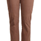 Brown Cotton Tapered Cropped Pants