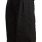 Black Viscose Cropped Harem Pants