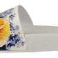 Chic Floral Print Leather Flat Sandals