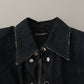 Blue Cotton Stretch Button Down Denim Shirt