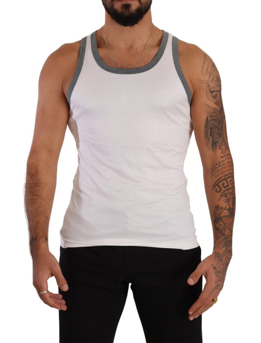 Elegant White Silk-Blend Tank Top T-Shirt