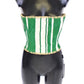 Green Striped Corset  Woven Raffia Waist Belt