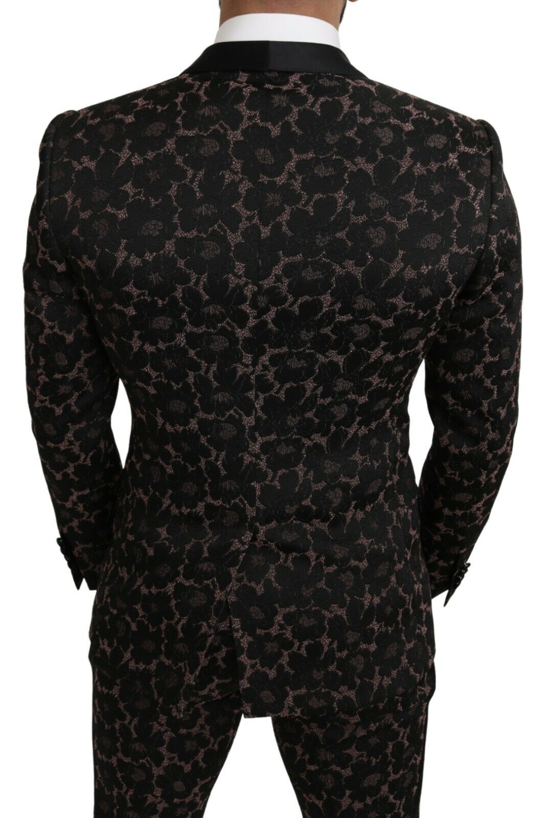 Suit Black Floral 3 Piece Slim Tuxedo