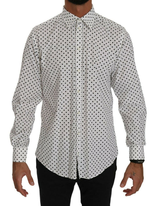 Elegant White Dotted Martini Dress Shirt