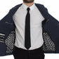 Elegant Blue Cotton Stretch Blazer Jacket