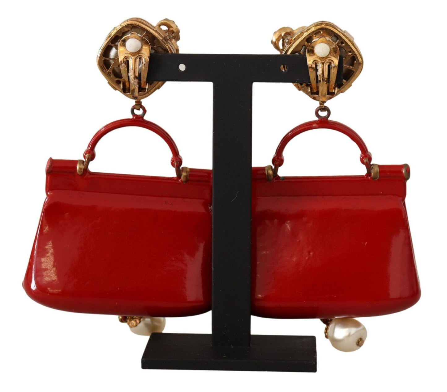 Enchanting Gold & Red Sicily Bag Earrings