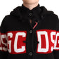 Black Cashmere Hooded Button Down Logo Cardigan Jacket