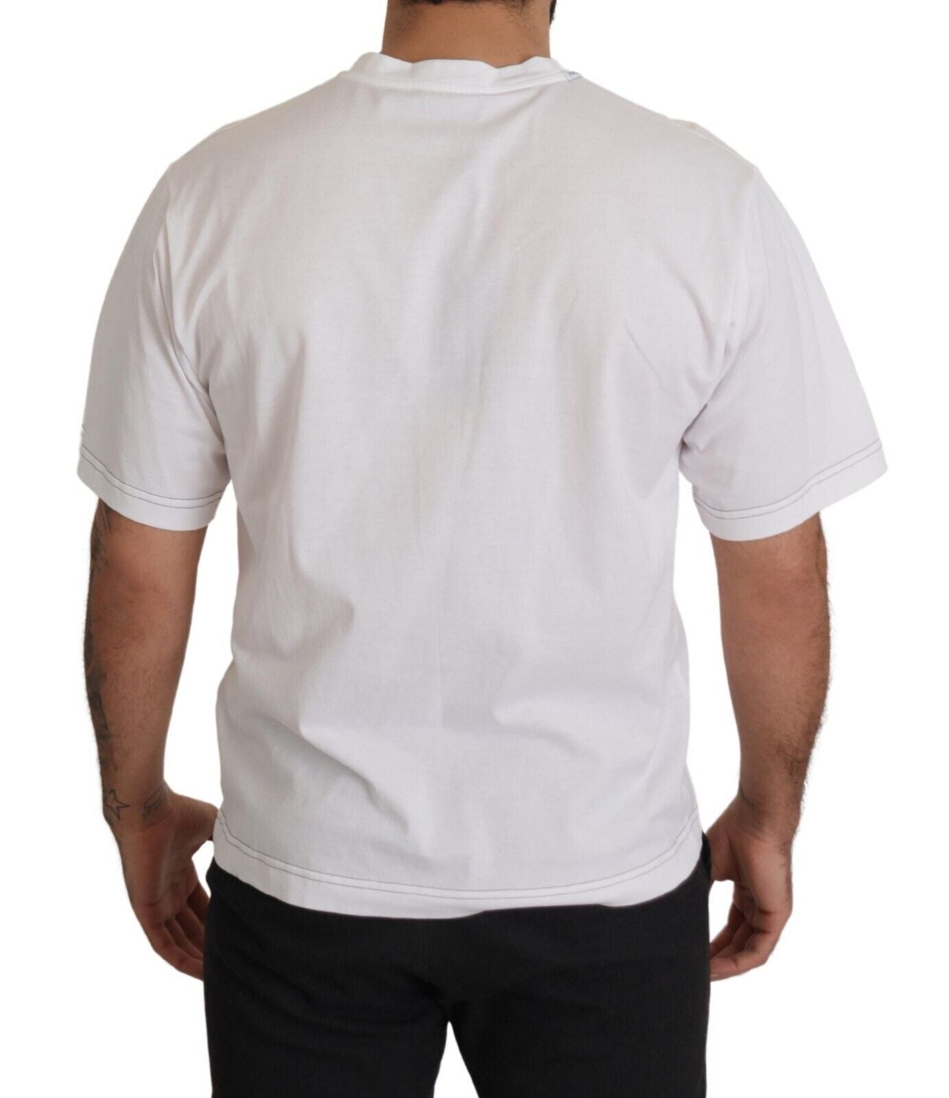 Elegant White Cotton Tee with Leopard Logo