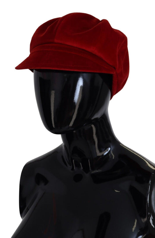 Elegant Red Cabbie Hat