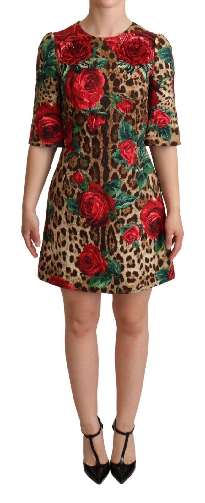 Chic Leopard Print Sequin Flora A-Line Dress