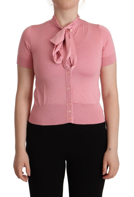 Silk Pink Ascot Collar Blouse