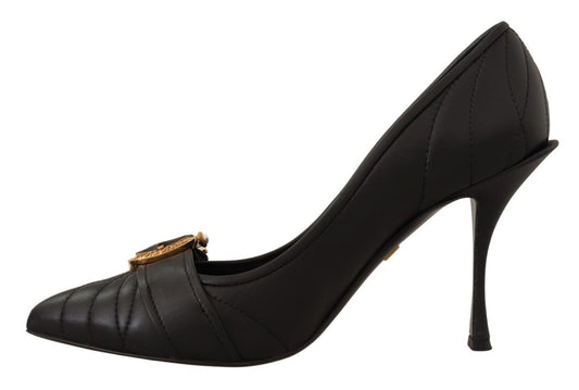 Elegant Leather Pumps with Brass Buckle