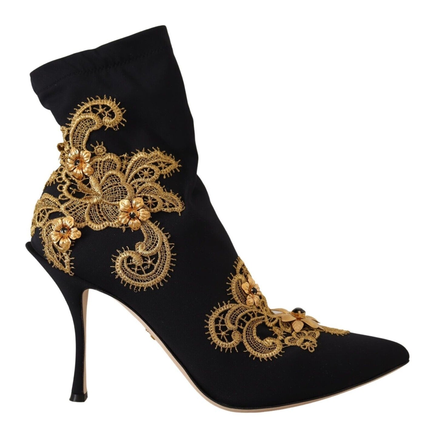 Elegant Floral Lace Trim Mid Calf Boots