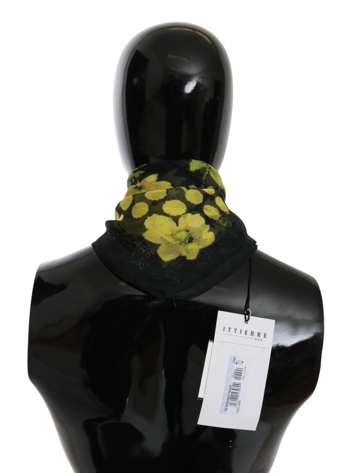 Black Yellow Floral Wrap Shawl Foulard Scarf