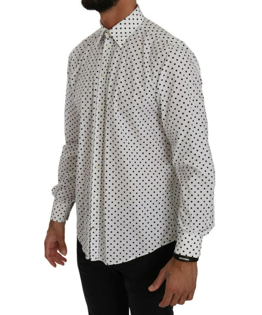 Elegant White Dotted Martini Dress Shirt