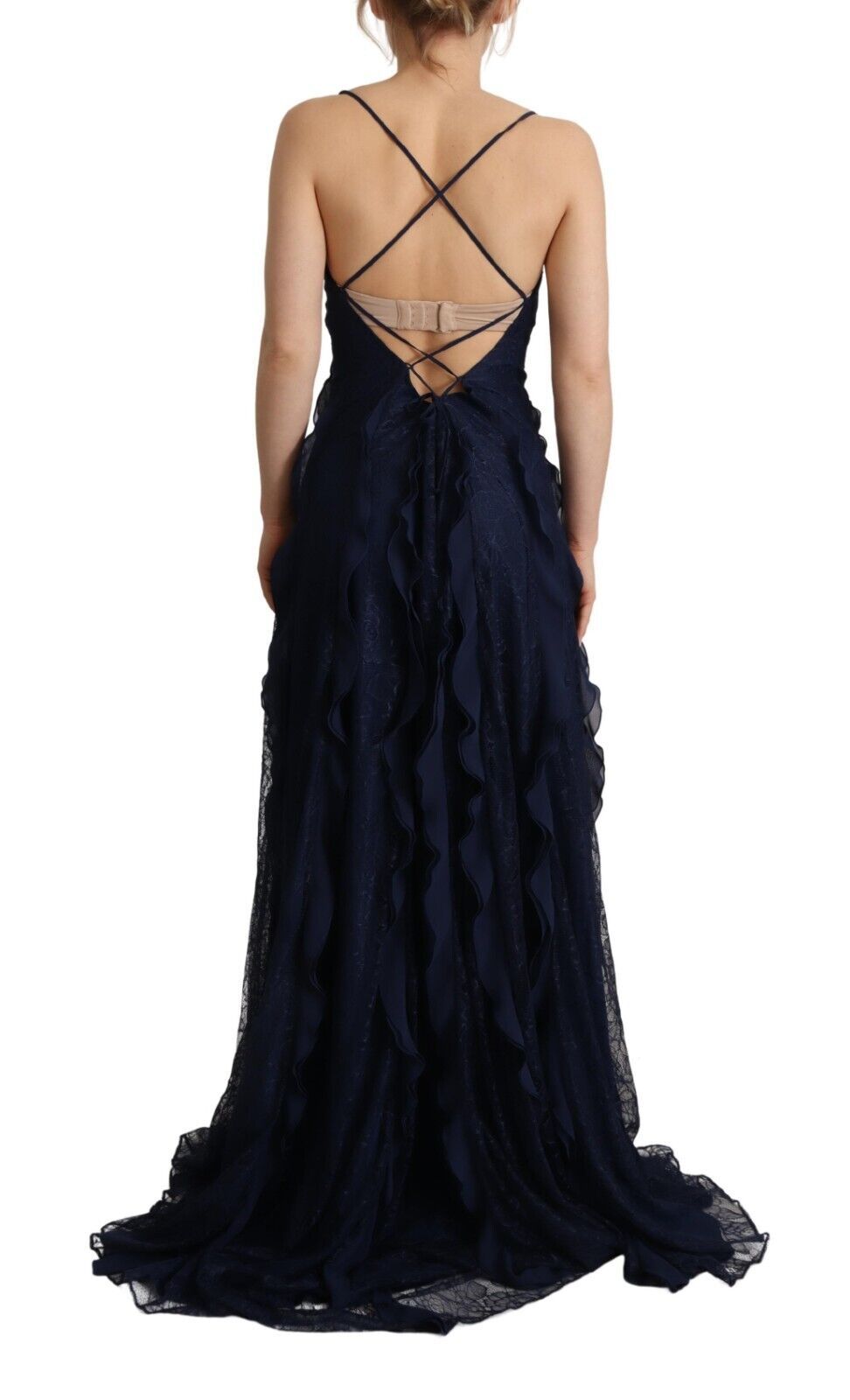 Elegant Navy Blue Sweetheart Ruffled Dress