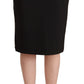 Black Straight Pencil Cut Knee Length Skirt