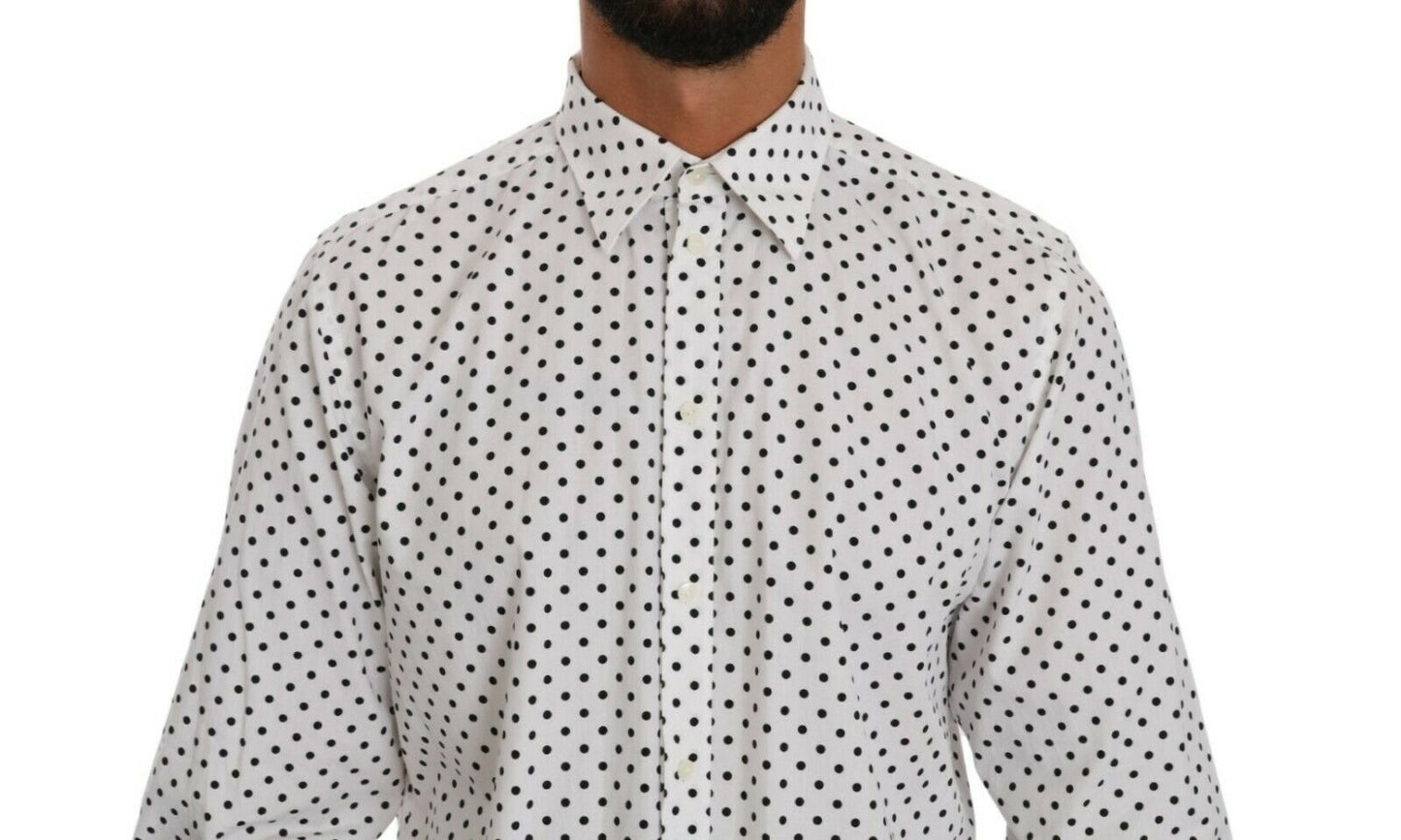 Elegant White Dotted Martini Dress Shirt