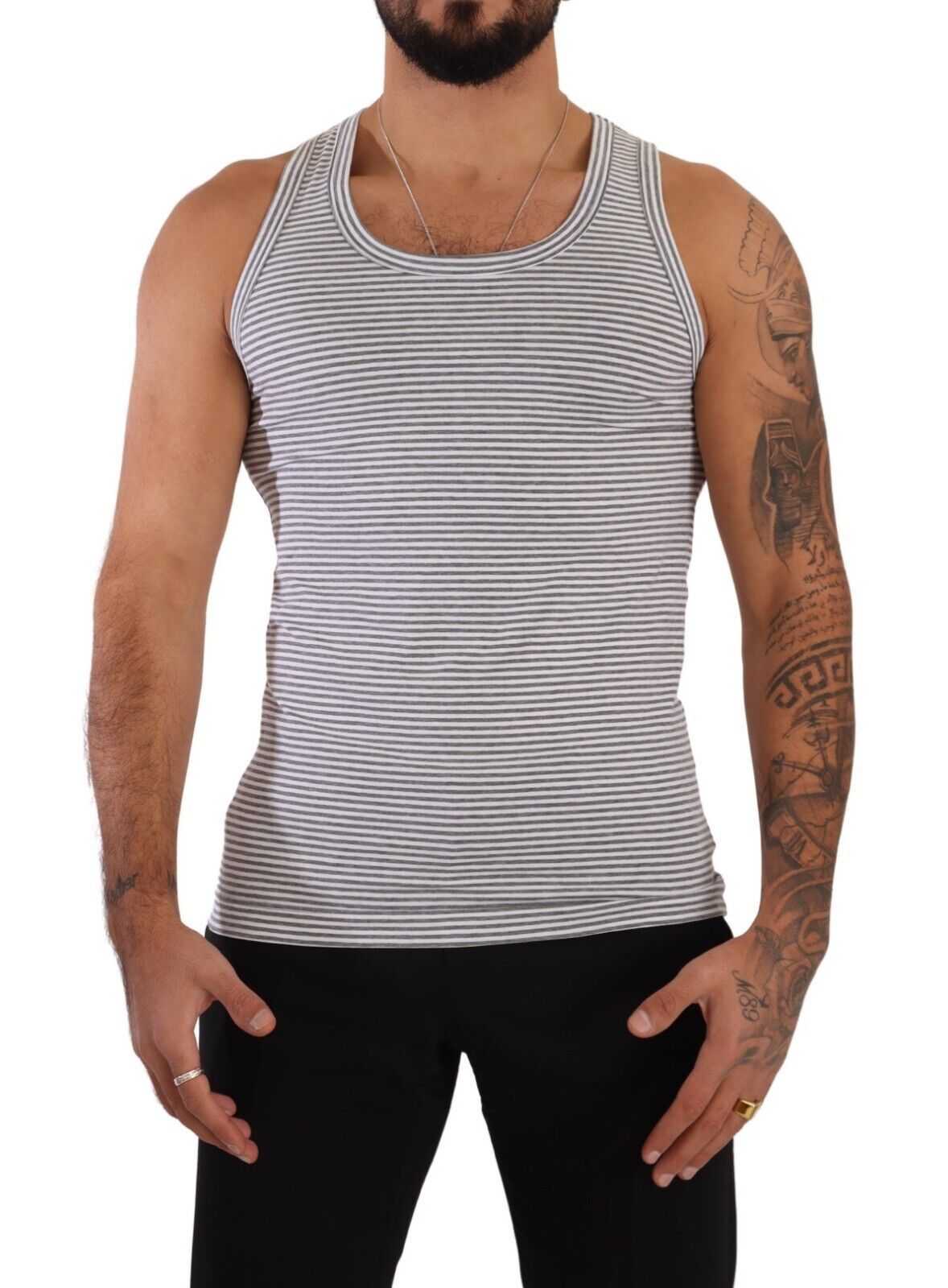 Elegant Grey Cotton Blend Tank Top