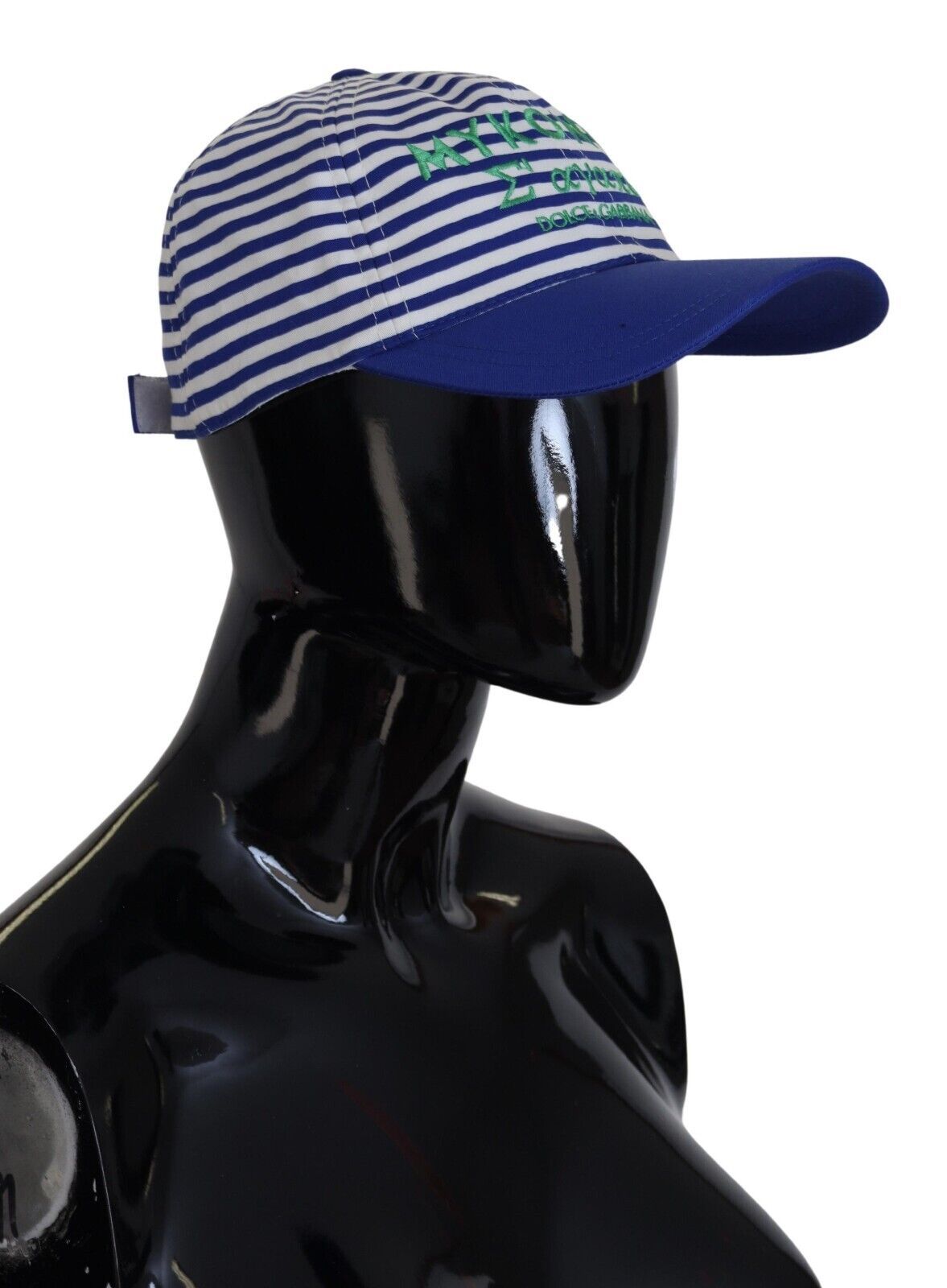 Elegant Striped Baseball Hat in Blue & White