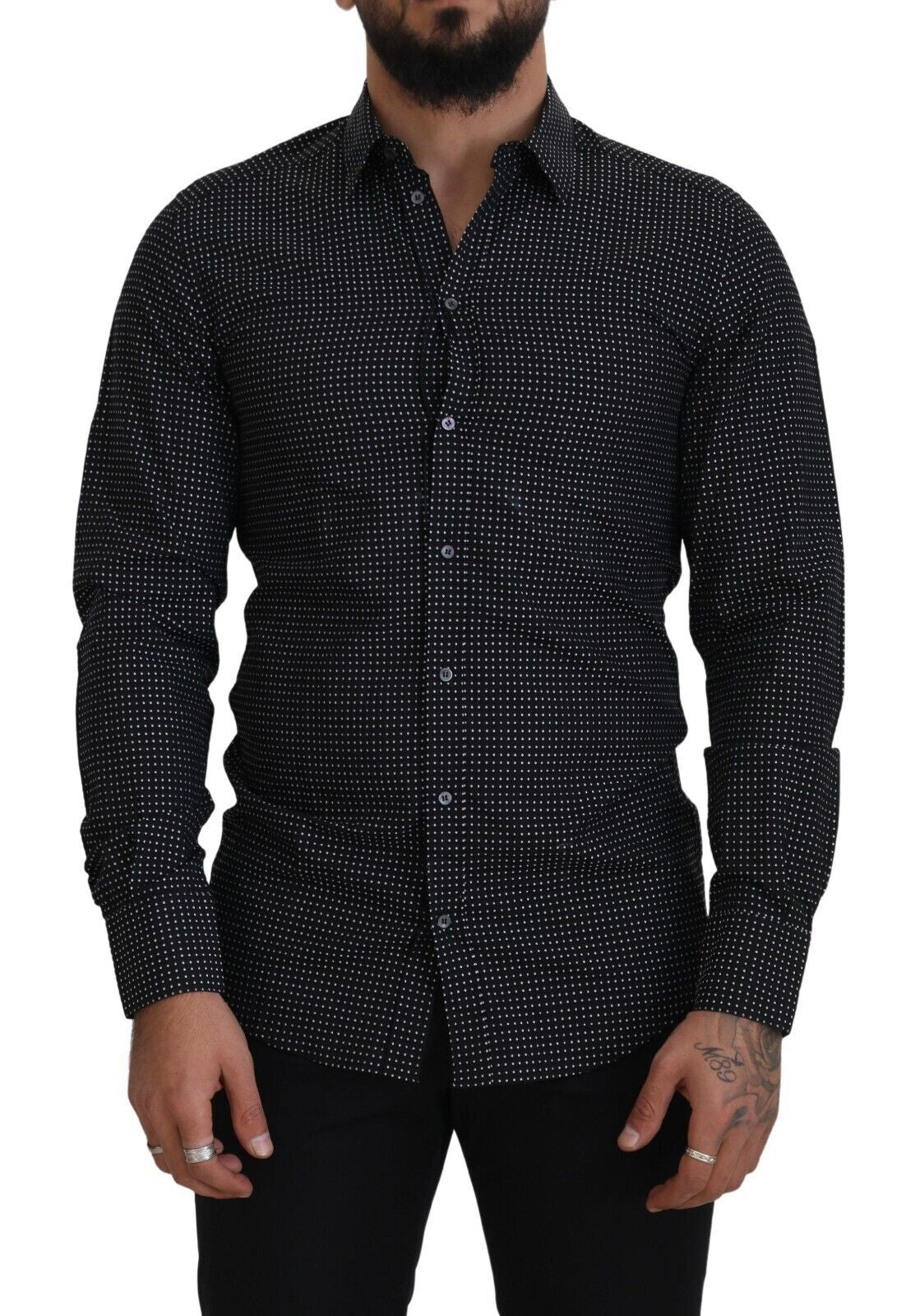 Elegant Polka Dot Cotton Dress Shirt