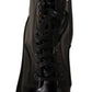 Elegant Mid-Calf Combat Boots with Crystals