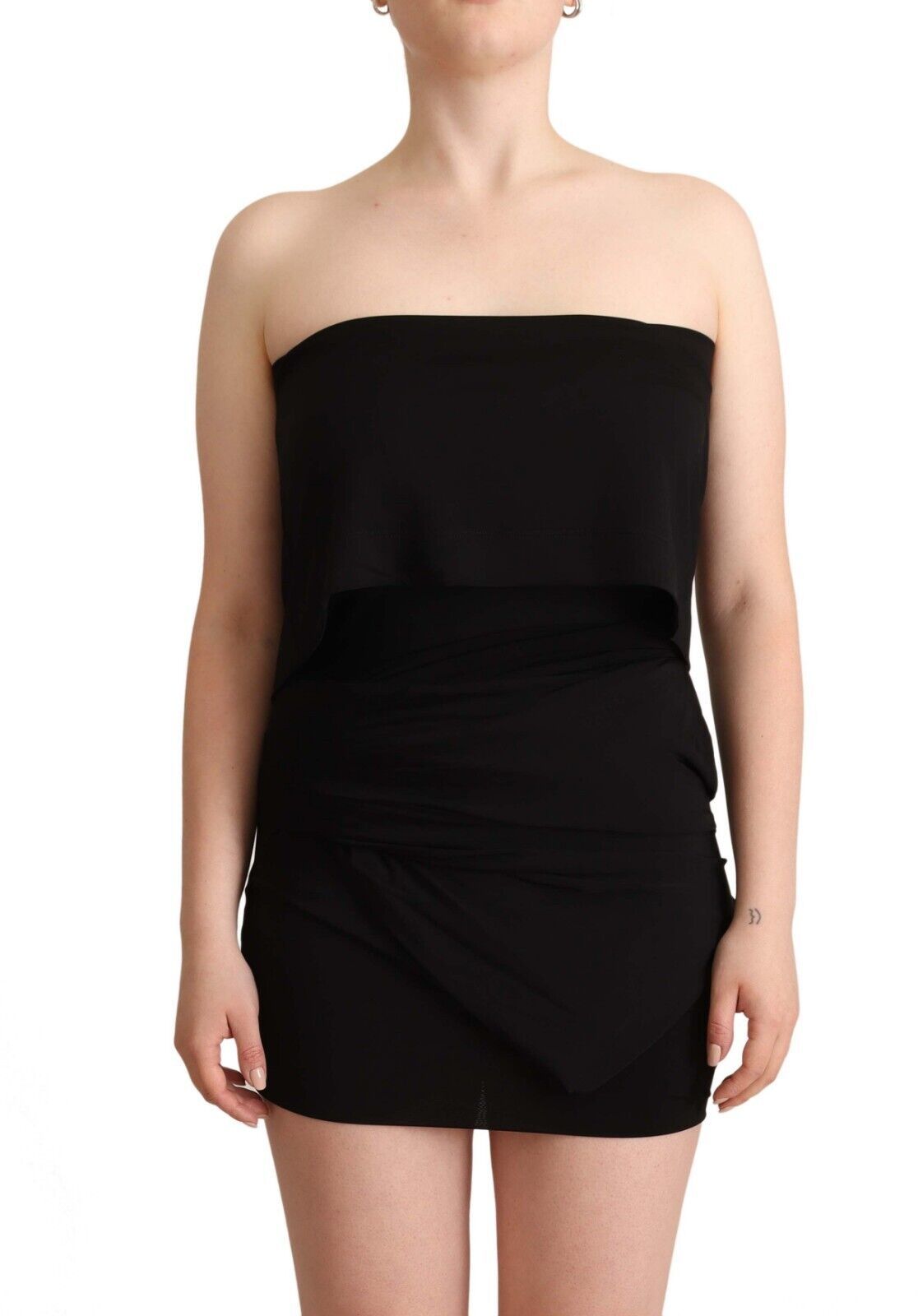 Elegant Black Viscose Mini Dress