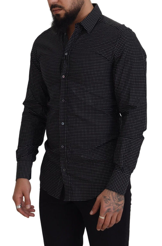 Elegant Polka Dot Cotton Dress Shirt