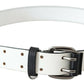 White Genuine Leather Silver Buckle Waist Belt