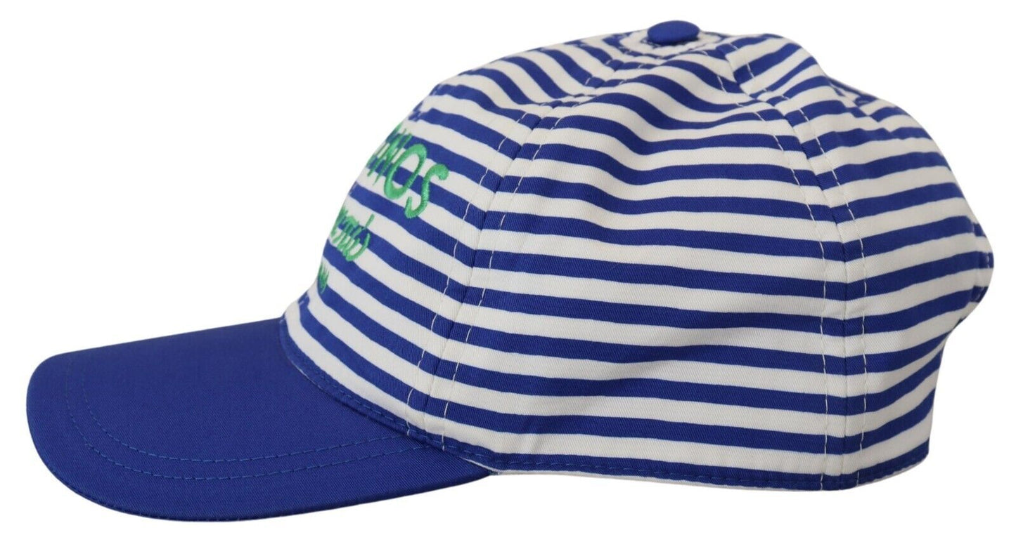 Elegant Striped Baseball Hat in Blue & White