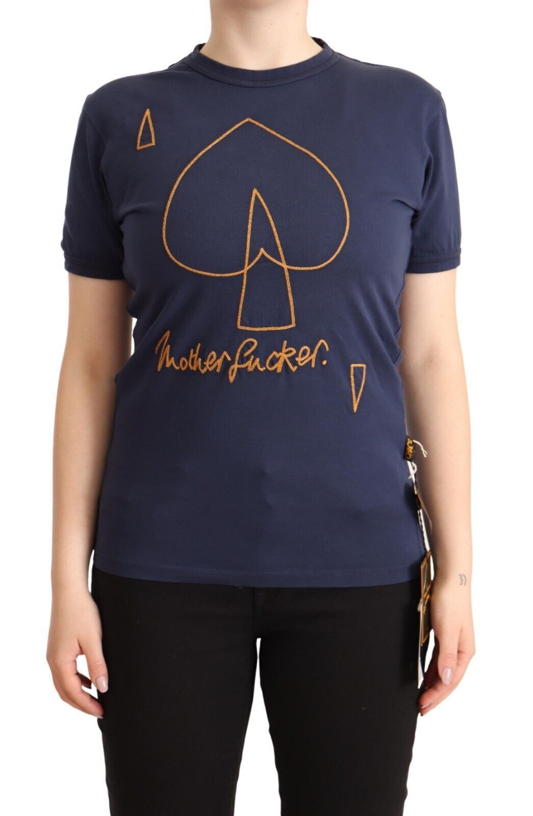 Navy Blue Cotton Crew Neck Tee