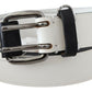 White Genuine Leather Silver Buckle Waist Belt
