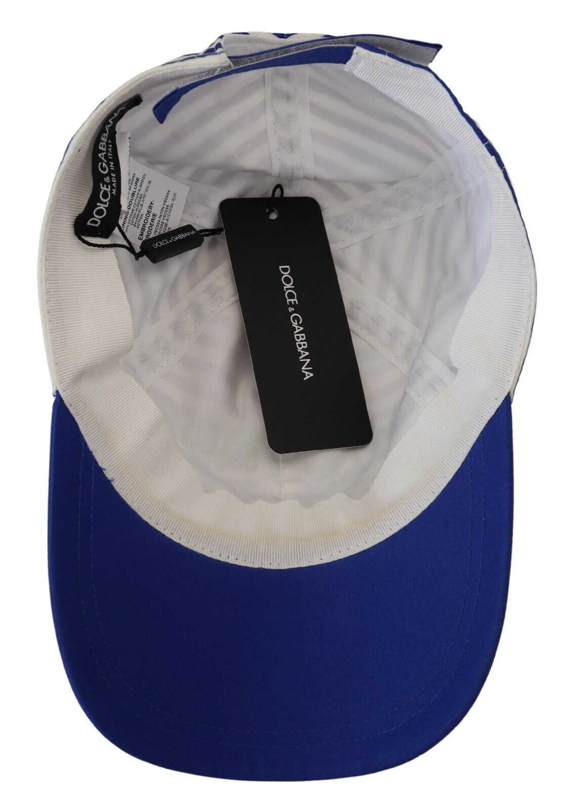 Elegant Striped Baseball Hat in Blue & White